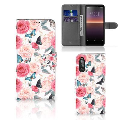 Sony Xperia 10 II Hoesje Butterfly Roses Sony Xperia 10 II Hoesje Butterfly Roses