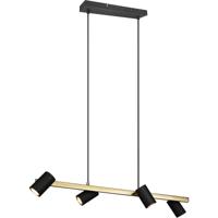 LED Hanglamp - Trion Milona - GU10 Fitting - 4-lichts - Rechthoek - Mat Zwart/Goud - Aluminium - thumbnail