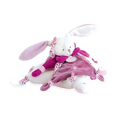 Vierkante knuffel 27 cm kersenkonijn - DOUDOU ET COMPAGNIE rozen