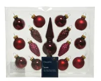 Decoris kerstballen piek glas 15st Ossenbloed - thumbnail