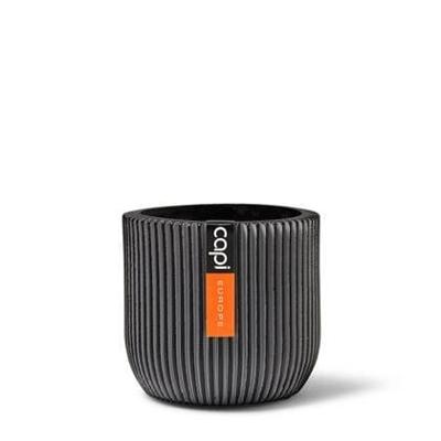 Capi nature groove bol bloempot 18x16 cm zwart