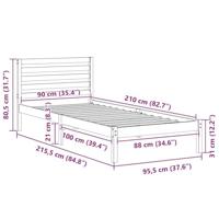 Bedframe met hoofdeinde Wasbruin 90 x 210 cm Massief grenenhout - thumbnail