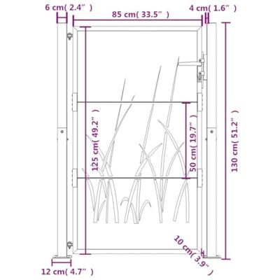 VidaXL Poort 100x125 cm met grasontwerp staal antracietkleurig