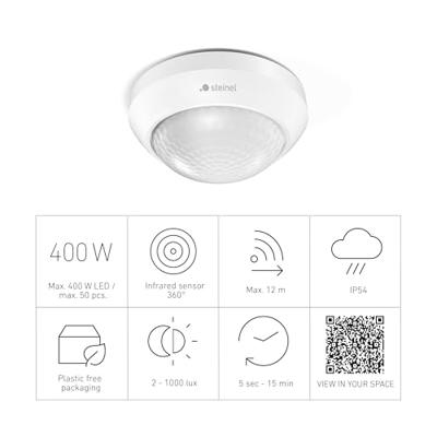 Steinel bewegingsmelder infrarood IS 360-3 Wit 006532 plafondsensor - thumbnail