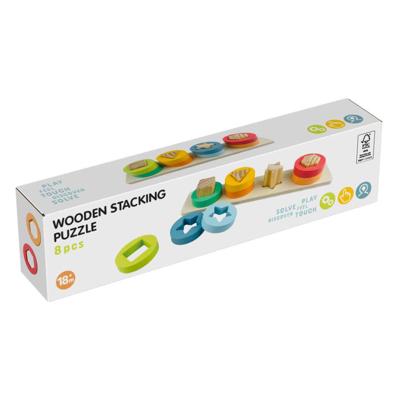 Houten Stapelpuzzel met Vormen, 9dlg.