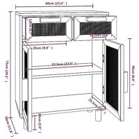 Dressoir 60x30x75 cm massief grenenhout en rattan bruin - thumbnail