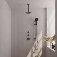 BRAUER Gunmetal Edition thermostatische inbouw regendouche SET 23 met 20 cm douchekop en plafondarm en 3-standen handdouche en doucheslang en geïntegreerde glijstang gunmetal geborsteld PVD - thumbnail