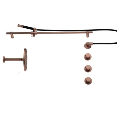 Hotbath Cobber - CB7067 - Inbouw Regendoucheset - Geborsteld Koper PVD - 2 Stopkranen - Thermostatisch - Plafondbuis 15 cm - Hoofddouche 200 mm - Staafhanddouche - Glijstang 900 mm - Waterbesparend