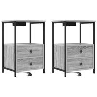 Nachtkastje 2 pcs Grijs Sonoma 40 x 31 x 60 cm Bewerkt hout - thumbnail