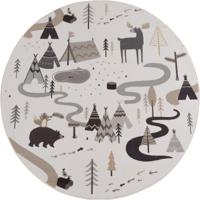 Kindervloerkleed Rond Bos Avontuur COCO Crème - Zacht Speelkleed met Dieren voor de Kinderkamer - thumbnail