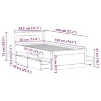 Bedframe met hoofdbord zonder matras hout wasbruin 90x190 cm - thumbnail