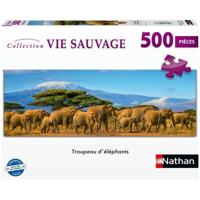 Nathan Puzzel voor Volwassenen 500 Stukjes - Kudde Olifanten (Panoramisch) - Leeftijd 12+ - Premium Kwaliteit - Wildlife Collectie 12001866 - thumbnail