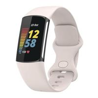 By Qubix - Compatible met Fitbit Charge 5 - Fitbit Charge 6 Sportbandje met dubbele lus - Maanwit - Maat: L - Compatible fitbit bandje - thumbnail