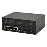 KTI Networks KGS-0601-4HP 6-Port Gigabit Ethernet Switch with 1 dual-speed SFP Slot and 4 PoE+ PSE Ports - thumbnail