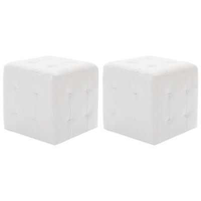 VidaXL Poef 2 st 30x30x30 cm kunstleer wit VidaXL Poef 2 st 30x30x30 cm kunstleer wit