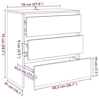 Dressoir 70x41x75 cm bewerkt hout artisanaal eikenkleur