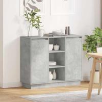 Dressoir met plank Beton Grijs 90 x 32 x 75 cm Bewerkt hout - thumbnail