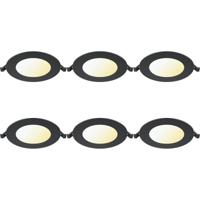 LED Downlight Inbouwspot Dimbaar 6 Stuks - Brinton Thin - 6W 470lm 120° Bundelhoek - Aanpasbare Lichtkleur 3000K-4000K-6500K - IP40 - Rond - Zwart - Ø128mm Buitenmaat - Ø110mm Zaagmaat - thumbnail