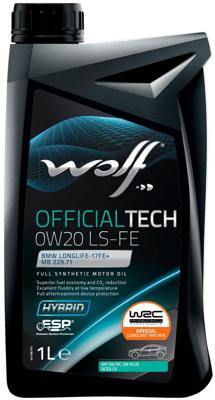 Wolf motorolie "officialtech ls fe". motoroil 0w20 1l off.tech ls-fe
