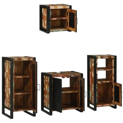Badkamermeubelset met lade 4 pcs Massief Gerecycled Hout