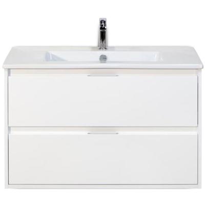 Porto Badmeubelset 90 cm - Wit Hoogglans - Keramische Wastafel Wit Slim