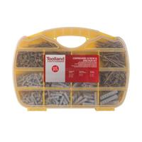 Spaanplaatschroeven- en pluggenset 632-delig Toolland - thumbnail