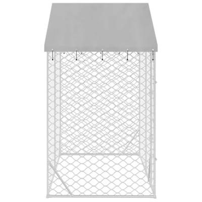 Hondenkennel met dak 3x1,5x2,5 m gegalvaniseerd staal zilver - thumbnail