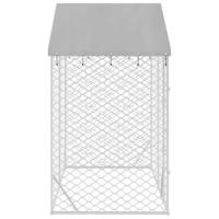 Hondenkennel met dak 3x1,5x2,5 m gegalvaniseerd staal zilver - thumbnail
