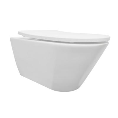 Wandcloset Wiesbaden Stereo Rimless Softclose met Shade Toiletzitting Mat Wit