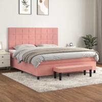 Boxspring met matras fluweel roze 200x200 cm - thumbnail