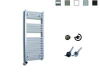 Elektrische Design Radiator Sanicare Plug & Play 111,8x45 cm Zilver Grijs 596 Watt Met Zwarte Thermostaat Links Sanicare - thumbnail