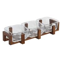Snackdienblad Home ESPRIT Transparant Natuurlijk 300 ml 32 x 12 x 6 cm - thumbnail