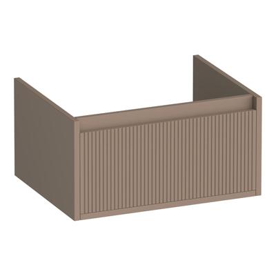 Brauer Hope Wavy - Onderkast - 60 cm - met 1 Softclose Lade Greeploos en 1 Sifon Uitsparing - Mat Mokka