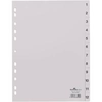 Durable 6512 Register DIN A4 1-12 Kunststof Grijs 12 tabbladen Bedrukte tabs 651210 - thumbnail
