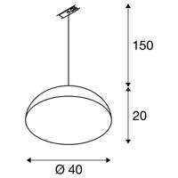 SLV Forchini M 143930 Hanglamp Spaarlamp, LED E27 40 W Zwart, Goud - thumbnail