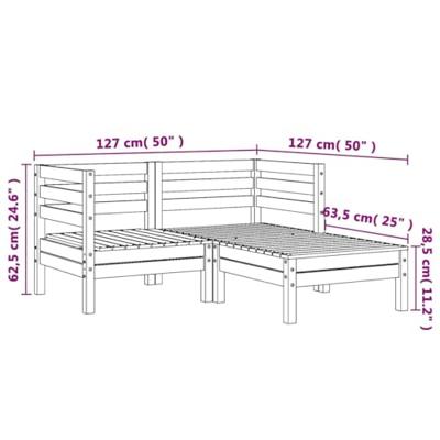 Tuinbank 2-zits met voetenbank massief grenenhout wasbruin