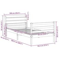 Bedframe met hoofdbord massief grenenhout 90x200 cm - thumbnail