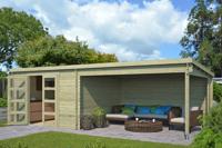 Blokhut met overkapping Olenka 710x330 Olijfgroen Geimpregneerd Outdoor Life - Outdoor life - thumbnail