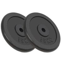 Halterschijven 2 st 2x15 kg gietijzer - thumbnail