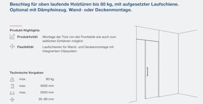 Hawa schuifdeuronderdelen Junior 80/Z 11705z/rail