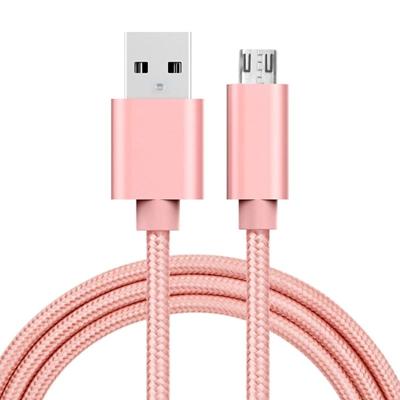 1m 3A Geweven stijl Metal Head Micro USB to USB Data / Lader Kabel, Voor Samsung / Huawei / Xiaomi / Meizu / LG / HTC en Other Smartphones(Rose Goud)