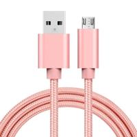 1m 3A Geweven stijl Metal Head Micro USB to USB Data / Lader Kabel, Voor Samsung / Huawei / Xiaomi / Meizu / LG / HTC en Other Smartphones(Rose Goud) - thumbnail