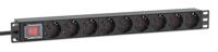 Intellinet 715133 19 inch Stekkerdoos voor patchkast 1 HE Geaarde contactdoos Met schakelaar Zwart - thumbnail
