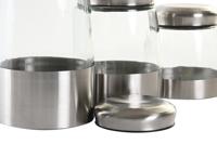 Set van 3 Potjes DKD Home Decor Kristal Zilverkleurig Transparant Roestvrij staal - thumbnail