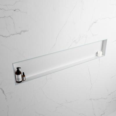 MONDIAZ EASY Nis 149,5x29,5cm in solid surface kleur Clay | Talc. 1 vak geschikt voor in- of opbouw MONDIAZ EASY Nis 149,5x29,5cm in solid surface kleur Clay | Talc. 1 vak geschikt voor in- of opbouw