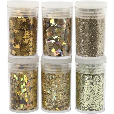Creativ Company Glitter en pailletten, goud, 6x5 gr/ 1 doos