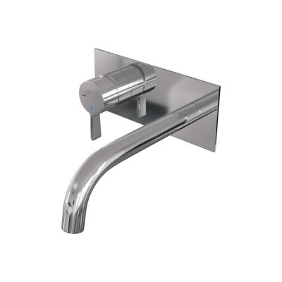 Chrome Edition inbouw wastafelmengkraan met gebogen uitloop en afdekplaat - Model E2 chroom