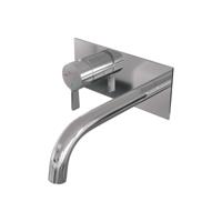 Chrome Edition inbouw wastafelmengkraan met gebogen uitloop en afdekplaat - Model E2 chroom - thumbnail