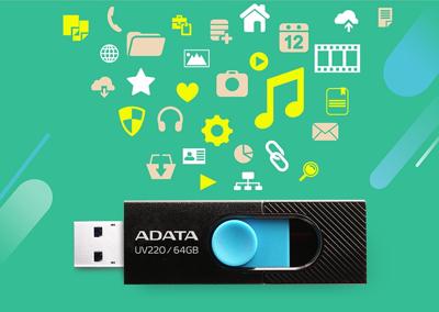 ADATA UV220 USB flash drive 64 GB USB Type-A 2.0 Zwart, Blauw