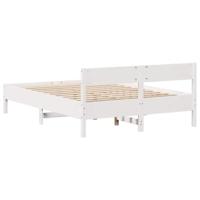 Bedframe zonder matras massief grenenhout wit 140x190 cm - thumbnail